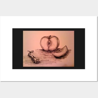 Charcoal Apple Still Life Posters and Art